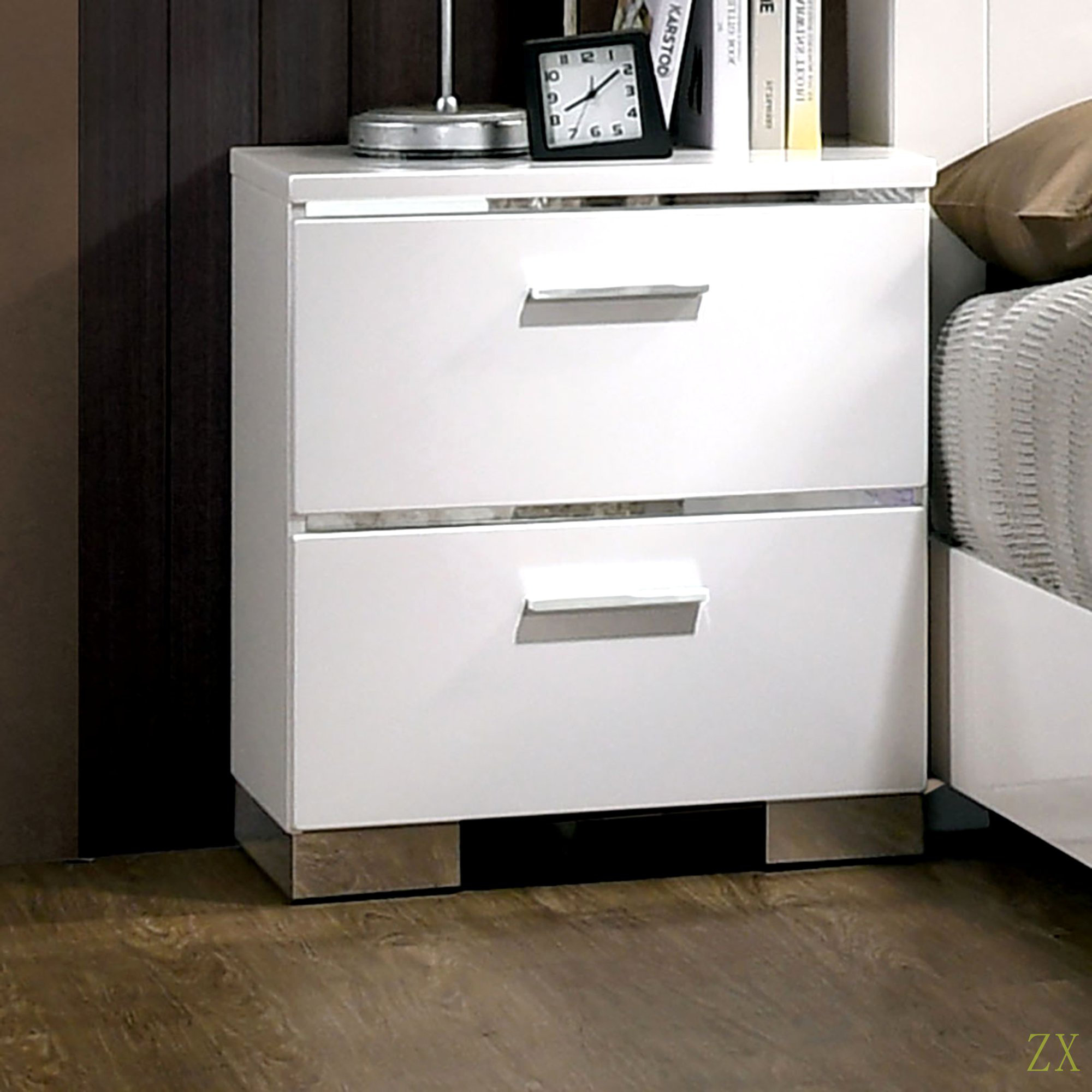 Latitude Run® Nightstand With USB Charger And Chrome-Finished Legs